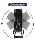 24 Inch Industrial Drum Floor Fan Heavy Duty Shop Vent Featuring A Rock Solid Build And Kicks Serious Air High Velocity Airflow With Adjustable Tilt For Garages Basements And Workshops Nonstop - Back view with rotation indicator.