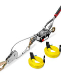 5 Ton Beefed Up Come Along Winch With 11 Foot Steel Cable Three Hooks Heavy Duty Hand Winch Dual Gear System With Two 1X8 Foot Lifting Slings