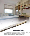 Beefy Heavy Duty Folding Shelf Bracket Stainless Steel Space Saving Drop Leaf Support For Tables Desks And Kitchen Counters 12.6 Inch Pneumatic Rod Mechanism Includes Install Parts 100N Capacity in a modern room setting