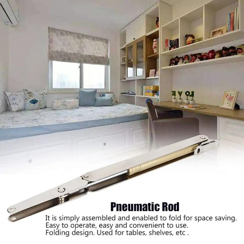 Beefy Heavy Duty Folding Shelf Bracket Stainless Steel Space Saving Drop Leaf Support For Tables Desks And Kitchen Counters 12.6 Inch Pneumatic Rod Mechanism Includes Install Parts 100N Capacity in a modern room setting