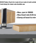 Badass Pattern Flush Trim Router Bit Set Featuring Solid Half Shank Dual Bearing Guides And Razor Sharp Micro Grain Carbide Teeth for precise cutting.