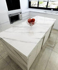 White Marble Contact Paper For Countertops Waterproof Self Adhesive Marble Wallpaper Peel And Stick Kitchen Counter Wrap 30x118 Inches Glossy Finish Covers 24.54 Sq Ft No Fuss Trim