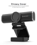 Plug And Shoot 1080P Hd Webcam With Built In Stereo Mic for Desktop PC and Laptop showing privacy cover feature.