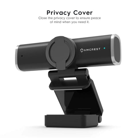 Plug And Shoot 1080P Hd Webcam With Built In Stereo Mic for Desktop PC and Laptop showing privacy cover feature.