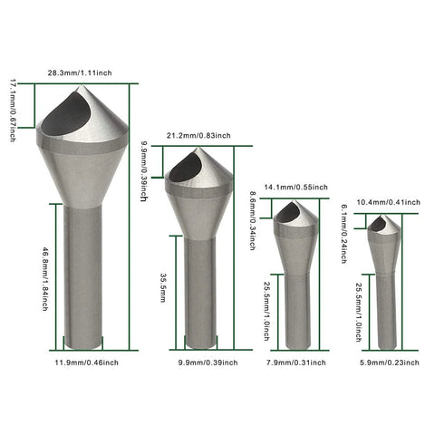 OCGIG 4-piece HSS countersink and deburring drill bit set for metal and wood, Amazon