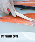 Pro Two Piece Fillet Knife Set For Fishing, 6.5 Inch Filleting Knife with German Stainless Steel Blade slicing fish fillet