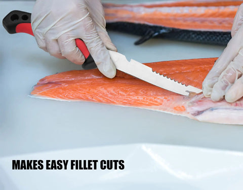 Pro Two Piece Fillet Knife Set For Fishing, 6.5 Inch Filleting Knife with German Stainless Steel Blade slicing fish fillet