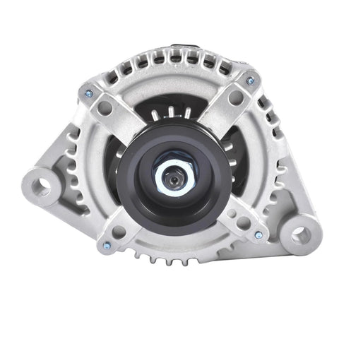 Front view of Alternator Replacement Compatible With Hyundai Santa Fe Genesis Kia Sedona Sorento 150A 12V CW 6 Groove Pulley