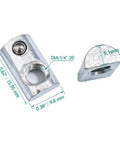 Heavy Duty Forty Pack Steel Spring Ball Roll In T Slot Nuts with 1/4"-20 thread, showcasing dimensions for precise CNC applications.