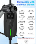Level 2 EV Charger 40 Amp 9.6kW Lightning Fast Home Charge with 25 Foot Cable, showing compatibility with major EV brands.