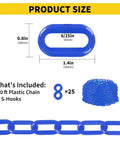 Product dimensions and contents of Heavy Duty 120 Ft Plastic Safety Chain With 25 S Hooks For Crowd Control And Barrier Setup All Weather UV Resistant Outdoor Chain Links For Parking Lots Queues Construction Sites And Event Perimeter Security.