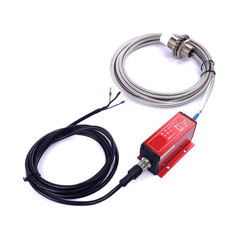 Eddy Current Displacement Sensor No Contact Inductive Measurement for Shaft Vibration Monitoring, stainless steel cable shown