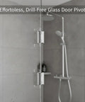 Easy Install Frameless Glass Door Hinges No Drill Clamp On Pivot Hardware For Shower Enclosures And Cabinet Doors Stainless Steel 1 Pair Quick Install And Secure Alignment installed in shower