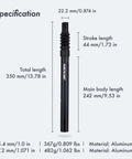 Image showing specifications of Beefed Up Suspension Seatpost For Bike With 40mm Travel And Adjustable Rebound For A Smoother Ride
