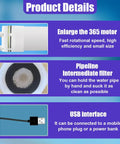 Heavy Duty Oil Extractor Pump With 5V Portable Electric Fluid Siphon And Extended Hose For Quick Engine Oil Swaps Plus Zero Drip Brake Fluid Transfer That Makes Maintenance A Breeze Today product details showing motor, filter, and USB interface.