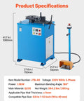 Heavy Duty Electric Tube Bender Machine 1.5 Kw Power Bends 5/8 To 1-1/2 Inch Pipes With Five Dies, featuring blue industrial design.