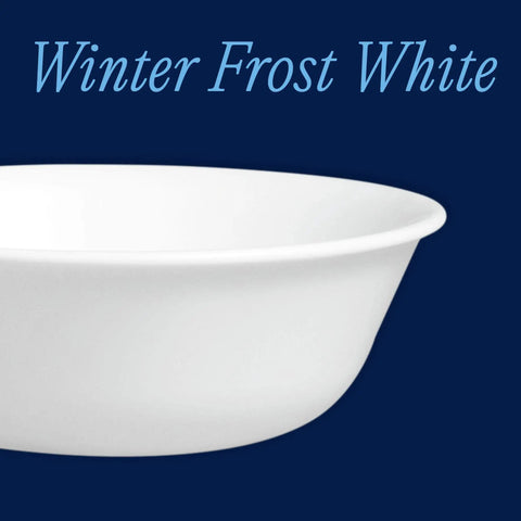 Straight Up Chip Resistant Round Soup Bowls Set Of Six Lightweight Glass Dinnerware In Crisp Winter White Finish showing a close-up view.