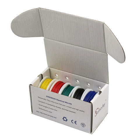 30 AWG Tinned Copper Hookup Wire Kit with Stranded Flexible PVC Insulated Cables in 10 Colors for Breadboards and DIY Electronics