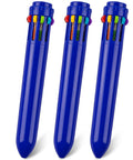 Three 10 In 1 Multicolor Retractable Ballpoint Pens Set With 0.7mm Tips Navy Blue Barrel Includes Black Blue Red Orange Yellow Pink Brown Light Blue Green Your Go To Office And School Writing Kit For Students Gifts