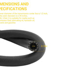 Half Inch ID Transmission Oil Cooler Hose Replacement For Transmission Line showing dimensions and specifications