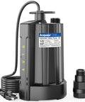 1/3 HP Submersible Water Pump 115V Auto On Off Sensor, 2160 GPH High Flow Sump Pump For Pool Cover, Hot Tubs, And Basement Floods, Black