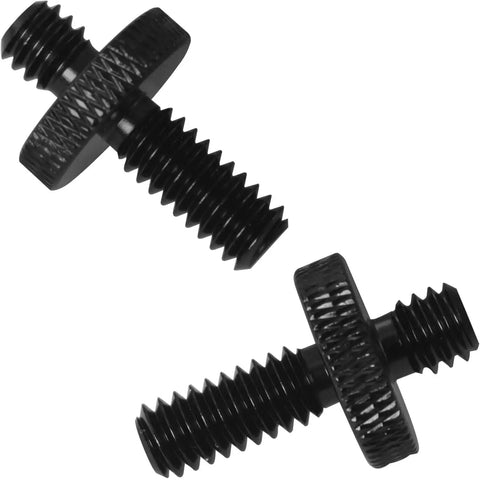 Heavy Duty Aluminum 1/4 Male To 1/4 Male Extended Tripod Adapter Screws With Smooth Quick Release Build For Killer Camera Rig Setups And Secure Video Mounting 2 Pack close-up view of black aluminum screws