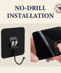 Black Self Adhesive Wall Hooks 10 Pack Heavy Duty Peel And Stick Mounting Brackets No Drill Hanging Rack No Sweat Slick Grip for easy installation.