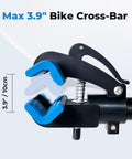 Heavy Duty Bike Repair Stand With Bench Mount For Home Garage Use Easy Clamp detail showing a 3.9-inch bike cross-bar grip