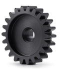 Close-up of a Mod 1.5 8mm Bore Steel Pinion Gear, 22T to 30T, for 1/5 scale X Maxx 6S, 8S XRT, 1/6 scale Monster 4WD upgrades.