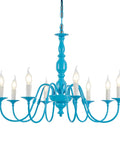 Blue 8 Light 30 Inch Large Pendant Chandelier With Candle Style Holders, Modern Farmhouse Lighting Fixture, elegant bold illumination