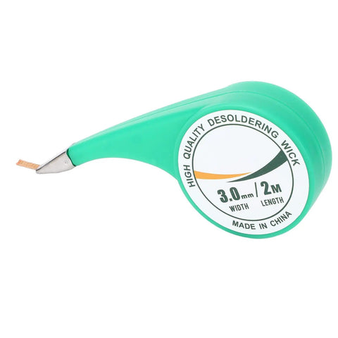 Green dispenser of Pro Grade Solder Wick Braid With Flux Brass Desoldering Wicks For PCB Cleaning And Repair, 2m Length By 3.0mm Width
