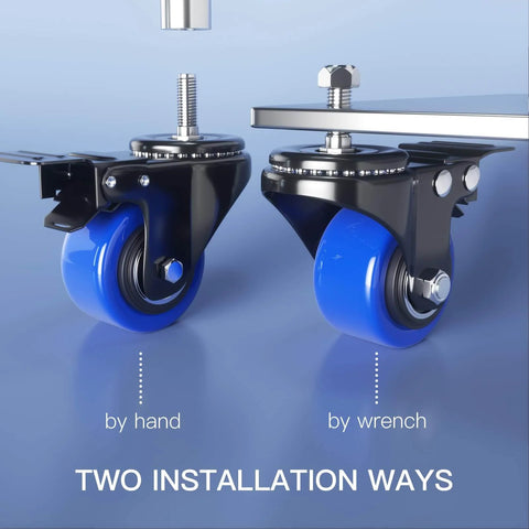 Two installation methods for 2 Inch Heavy Duty Swivel Caster Wheels Threaded Stem UNC 1/4-20 By 1 Inch Set Of 4.