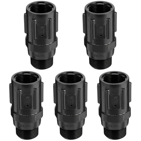 5-pack 25 Psi Drip Irrigation Pressure Regulator For 3/4 Inch Garden Hose Water Flow Control Valve in black plastic