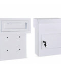 Front and side view of Through The Door Locking Key Drop Box Heavy Duty Rainproof Mail Slot For Business With Tubular Lock