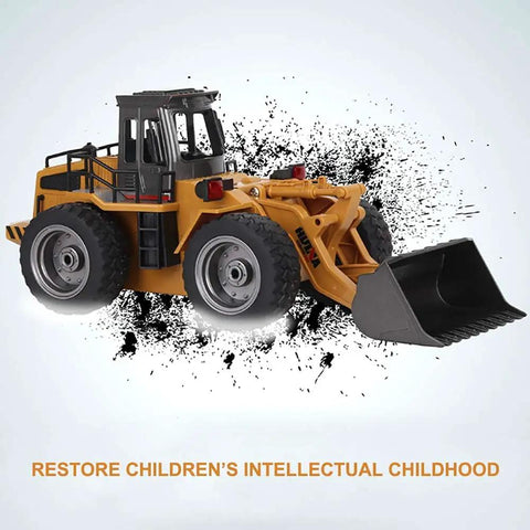 One Eighteen Scale RC Front Loader Toy Truck With Alloy Body Built Tough Loading Arm Four Wheel Drive in action shot