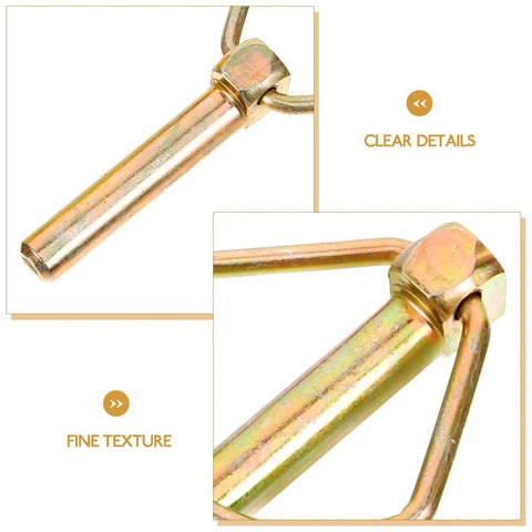 Close-up view of heavy duty linch pin with ring, carbon steel material showing fine texture and clear details.