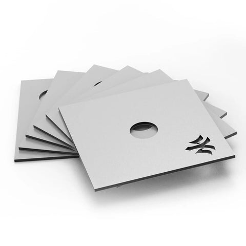 Beginner Welding Practice Kit With Six Welding Coupons And Plate Set, stacked steel plates with hole and cut-out design.