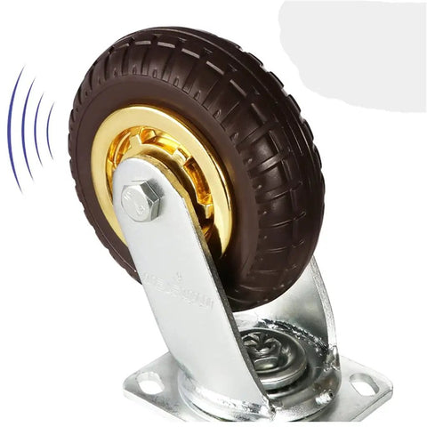 Heavy Duty Rubber Caster Wheels 4 Inch Swivel Rollers Roll Smoother Than Butter With Dead Nuts Secure Fastening on metal bracket.
