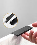 10 Pack Hidden Edge Cabinet Pulls Slick Matte Black Aluminum Finger Edge Handles for kitchen and drawers installed view