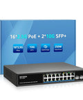 18 Port 2.5G PoE Switch Unmanaged With 16 PoE Ports And 2x 10G SFP Uplink shown with packaging