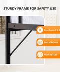 Heavy Duty Full Size Loft Bed With Solid Steel Frame And Flat Rungs For Teens And Adults Built Extra Tough For Years Of Chill Vibes Four Hundred Forty Pound Weight Limit No Box Spring Needed Sleek Black Space Saver showcasing sturdy metal frame with reinforced X bar.
