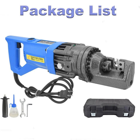 Heavy Duty Portable Electric Hydraulic Rebar Cutter Steel Bar Scissor Shear Tool with accessories in package.
