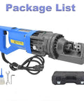 Heavy Duty Electric Rebar Bender 950W Hydraulic Bending Machine for 4-16mm Steel Rods with accessories and case.