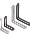 10 Pack Tough As Nails Black Corner Brackets Rock Solid Stainless Steel Shelf Connectors For Heavy Furniture Reinforcement Cabinet Mount And Quick Drawer Install Pro Grade Hardware in metal and black finishes.