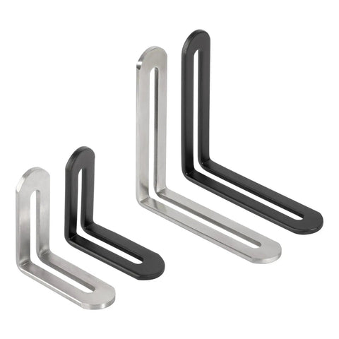 Heavy Duty Corner Braces 10 Pack Stainless Steel L Brackets designed for solid home build projects in black and silver colors.