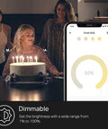 Dimmable A19 Smart Light Bulb 9W 800 Lumens Soft White 2700K With WiFi 2.4GHz No Hub Needed Works With Alexa And Google Home Four Pack