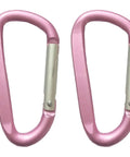 3 Inch Aluminum Carabiner Keychain Set In Pink, Workhorse D Shape D-Ring Clip, showing two lightweight pink carabiners.
