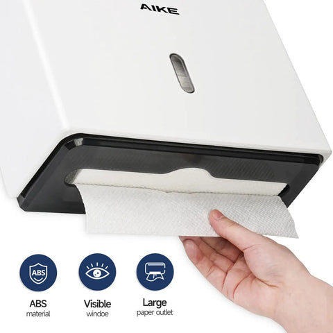 Heavy Duty 200 Sheet Multifold Paper Towel Dispenser With Easy No Drill Wall Mount Premium Abs Plastic White Build showing large paper outlet.