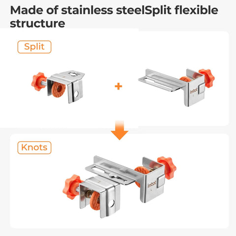 Hassle Free Adjustable Stainless Steel Cabinet Drawer Front Mounting Clamp Kit For Dead Nuts Alignment And Ridiculously Smooth Woodworking Upgrades With Heavy Duty Carry Bag showing split and knots structure components.