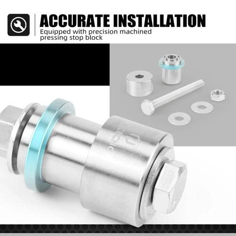 Precision PDS Shock Heim Joint Press Tool Bearing Replacement Kit shows precision stop block and various components.